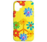 Signe de Paix avec Motif Floral rétro Hippie coloré Coque pour iPhone 16 Plus