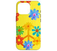 Signe de Paix avec Motif Floral rétro Hippie coloré Coque pour iPhone 16 Pro