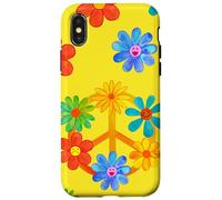 Signe de Paix avec Motif Floral rétro Hippie coloré Coque pour iPhone X/XS