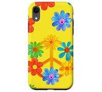 Signe de Paix avec Motif Floral rétro Hippie coloré Coque pour iPhone XR
