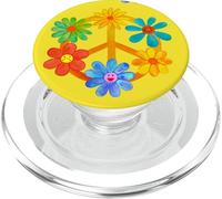 Signe de Paix avec Motif Floral rétro Hippie coloré PopSockets PopGrip pour MagSafe