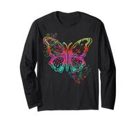 Signe de Paix de Papillon Hippie rétro 60S 70s Tie Dye Manche Longue