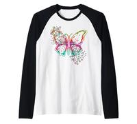 Signe de Paix de Papillon Hippie rétro 60S 70s Tie Dye Manche Raglan