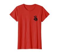 Signe de Paix Doigts Signe de Paix Main T-Shirt, Femme, Rouge, 3XL