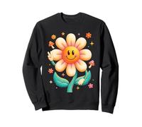 Signe de Paix Happy Daisy Flower Retro Groovy Smile Positive Sweatshirt