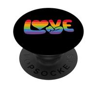 Signe de Paix Love - Pride Rainbow Heart Hand Queer Gay LGBTQA PopSockets PopGrip Adhésif
