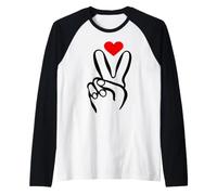 Signe de Paix Main cœur Minimaliste Ligne Art esthétique Manche Raglan