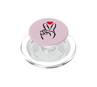 Signe de Paix Main cœur Minimaliste Ligne Art esthétique PopSockets PopGrip pour MagSafe