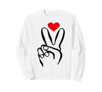 Signe de Paix Main cœur Minimaliste Ligne Art esthétique Sweatshirt