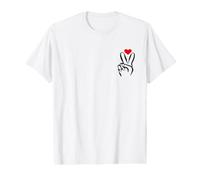 Signe de Paix Main cœur Minimaliste Ligne Art esthétique T-Shirt Graphique avec Valeur