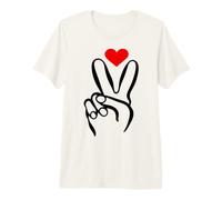 Signe de Paix Main cœur Minimaliste Ligne Art esthétique T-Shirt Haut de Gamme