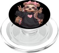 Signe de Paix Mignon Paresseux nœud Rose Graphique Amusant ludique Vibrant PopSockets PopGrip pour MagSafe