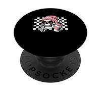 Signe de Paix Squelette Main café Damier Noir Blanc PopSockets PopGrip Adhésif