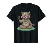 Signe de Paix Tie Dye Hippie Raccoon Yoga des années 60 et 70 Groovy Retro T-Shirt