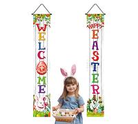 Signe de porte de lapin de Pâques | 70,86 x 11,81 "Décorations de Pâques | Bannière avec lapin de Pâques et carotte, bannière de bonne Pâques, bannières pour bannières photo Delr