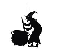 Signe de porte d'Halloween - La sorcière est dans le cintre de porte | Panneau à accrocher avec des chauves-souris squelette de sorcière pour la décoration de la cour de la maison hantée du mur d