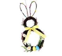 Signe De Porte Easters Bunnies Couronne Fleurs Artificielles Couronnes Décorations Suspendues pour Le Jardin Front Home Party Hanging Decoration