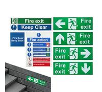 Signe de sortie du feu - Étiquette de porte, autocollant de sécurité | Decal d'adhésif à l'épreuve des intempéries en 7 pièces pour les voies d'échappement d'urgence dans les bâtiments Écoles Awarehou