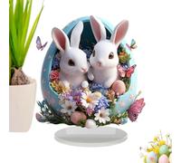 Signe de table de lapin, décorations de lapins de Pâques pour la maison - Acrylique Acrylique CINETTO DÉCIVIR CHIEN CATURA, Bureau Easter Bunny Décorations fermées pour jardin extérieur