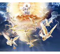 Signe D'Étain Jésus Et Les Anges Mur Fer Peinture Plaque Funny Vintage en Métal Tôle, pour Office, Jardin, Salon, 20x30cm