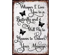 Signe D'Étain Murmure Vintage « Je t'aime À Un Papillon » Métal Signe Funny Rétro Mur Fer Peinture Plaque, pour Office, Bar, Café, 20x30cm