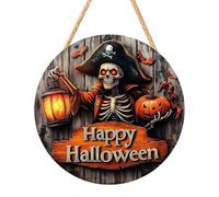 Signe d'halloween - 2D Haunted House Pirate Captain Pumpkin Ghost Festival Decoration | plaqu en Bois du Cintre de Porte | Fiche à la Cour à la Cour à maïs de Salle de paramètre Spooky