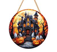 Signe d'halloween - plaqu en Bois du Cintre de Porte | 2D Haunted House Pirate Captain Pumpkin Ghost Festival Decoration | Fiche à la Cour à la Cour à maïs de Salle de paramètre Spooky