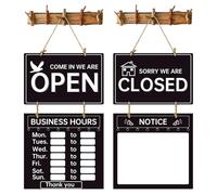 Signe d'heures de Travail Double Face - Magasin Ouvert et fermé avec des Tables de décoratives | Disponible effaçable Personnalisable, signalisation Changeante pour Salle de Gym, Restaurant