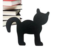 Signe du chat noir d'Halloween | Décoration de blocs de chats de table en bois | Piette centrale festive, pièce d'accent rustique, thème effrayant, design indépendant, parfait pour l'étagère, le mante