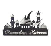 Signe du Ramadan Mubarak, Décorations pour Maison, Mosquée Islamique en Bois, Centre De Table Musulman, Noir, Argent, Acrylique, Support De Lune, Lettres, Décoration D'intérieur, Cadeaux