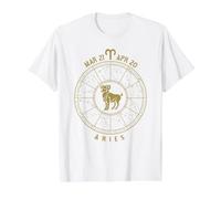 Signe du Zodiaque Bélier Horoscope Astrologie Signe du Zodiaque T-Shirt Graphique avec Valeur, Homme, Blanc, L