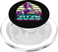 Signe du Zodiaque Chinois rétro Année du Cheval 2026 années 80 PopSockets PopGrip pour MagSafe