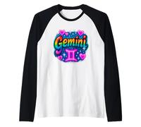 Signe du zodiaque Gémeaux - Motif horoscope arc-en-ciel Manche Raglan
