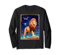 Signe du zodiaque Lion sous un ciel étoilé Manche Longue