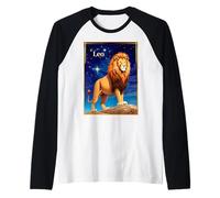 Signe du zodiaque Lion sous un ciel étoilé Manche Raglan