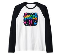 Signe du zodiaque Poissons Arc-en-ciel Rétro Horoscope Design Manche Raglan