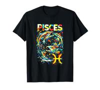 Signe du Zodiaque Poissons avec Astrologie colorée T-Shirt