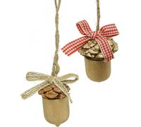 Signe en bois Set de pendentifs de Noël, décoration naturelle 12 pièces, or et rouge, décoration de table festive 5cm
