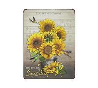 Signe en étain en métal Tournesols et oiseaux Signe en étain Signe en aluminium en métal Décoration murale vintage Affiche rétro pour Bars Restaurants Cafés Pubs Décoration de la maison 16 "x 12"