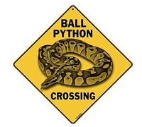 Signe en métal humoristique en forme de boule Python en forme de serpent pour reptiles royaux et python - 30,5 x 30,5 cm