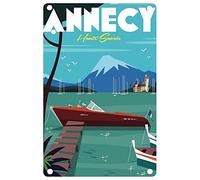 Signe en métal Retro Metal Signs Annecy Haute Savoie Vintage Wall Decoration Plaque Poster Room Office Restaurant Cafe Bar 12X16 Inches