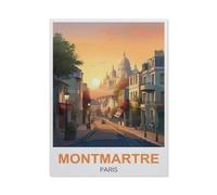 Signe Métal Vintage,Affiche de voyage vintage de Montmartre à Paris,Rétro Peinture Plaque Signe En Fer Décor Mural Art Mural Suspendu Pour Salon Maison Café Décoration Noël Cadeau(15x30cm)-BT54