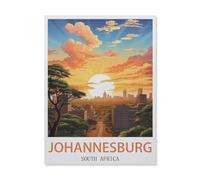 Signe Métal Vintage，Johannesburg, Afrique du Sud, Coucher de soleil，Rétro Peinture Plaque Signe En Fer Décor Mural Art Mural Suspendu Pour Salon Maison Café Décoration Noël Cadeau(20x30cm）-DT29