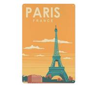 Signe Métal Vintage，Paris, France，Rétro Peinture Plaque Signe En Fer Décor Mural Art Mural Suspendu Pour Salon Maison Café Décoration Noël Cadeau(30x40cm）12x16 inch-AE70
