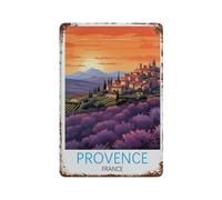 Signe Métal Vintage，Poster de voyage vintage Provence France，Rétro Peinture Plaque Signe En Fer Décor Mural Art Mural Suspendu Pour Salon Maison Café Décoration Noël Cadeau(15x30cm）6x12 inch-D10