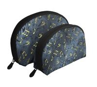 Signe Musical de Musique en métal, Trousse de Maquillage Coquille Femme Petit Porte-Monnaie Trousse de Toilette Trousse à cosmétiques 2 pièces