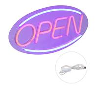 Signe Ouvert LED Néon, Enseigne Lumineuse USB, PVC et AS, 45x22x2cm, Décoration Murale pour Magasin, Bar, Restaurant