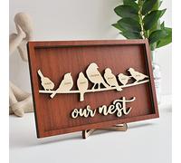 Signe personnalisé d'oiseau de Famille, Cadre personnalisé d'arbre généalogique, Art de Famille d'oiseau, Cadeau Personnalisable pour la Maman