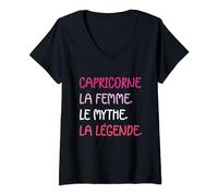 Signe zodiaque humour signe astrologique femme Capricorne T-Shirt avec Col en V