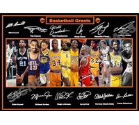 SIGNED BY THE STARS Impression d'art de haute qualité "All Time Basketball Greats", avec autographe de Boxing Kobe Bryant, Michael Jordan etc. (Impression A4, 29,7 x 21 cm)